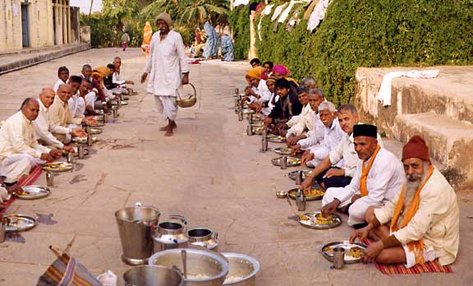 Jain temple meal served