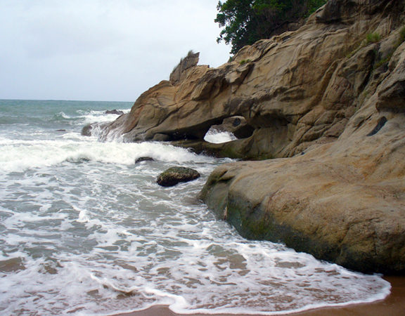 The waves on the rocks just below the punta tuna lighthouse in maunabo puerto rico